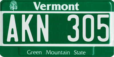 VT license plate AKN305