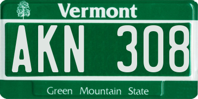 VT license plate AKN308