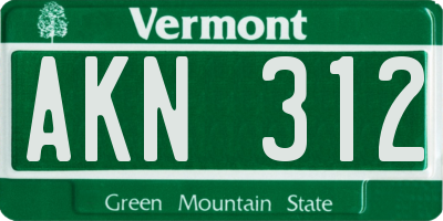 VT license plate AKN312