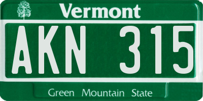VT license plate AKN315