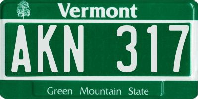 VT license plate AKN317