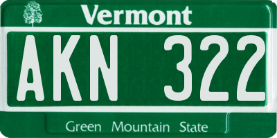 VT license plate AKN322