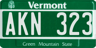 VT license plate AKN323