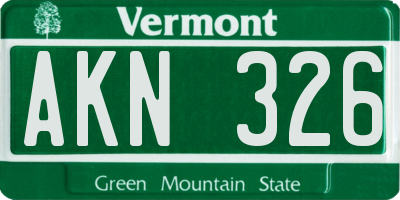 VT license plate AKN326