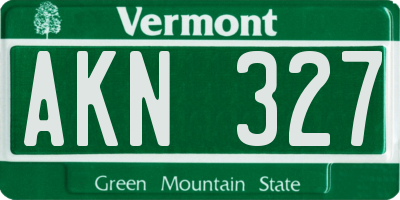 VT license plate AKN327