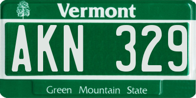 VT license plate AKN329