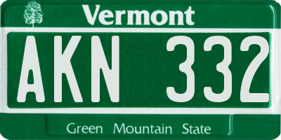 VT license plate AKN332