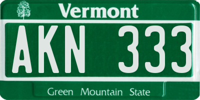 VT license plate AKN333
