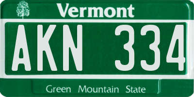 VT license plate AKN334