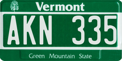 VT license plate AKN335