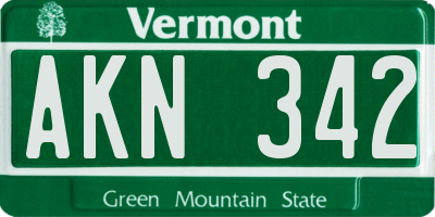 VT license plate AKN342