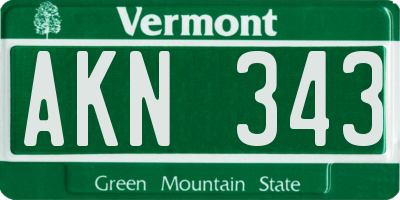 VT license plate AKN343
