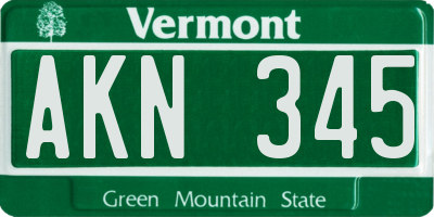 VT license plate AKN345