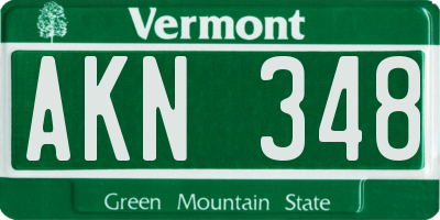 VT license plate AKN348