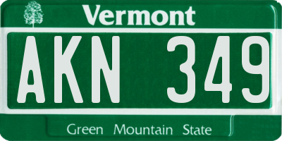 VT license plate AKN349