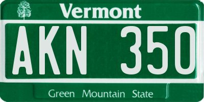 VT license plate AKN350