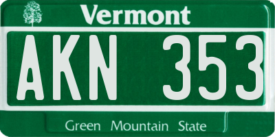 VT license plate AKN353
