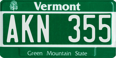 VT license plate AKN355