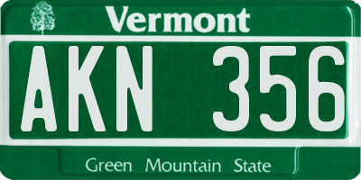VT license plate AKN356