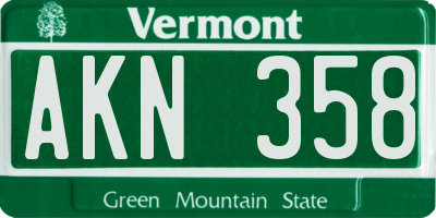 VT license plate AKN358