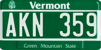 VT license plate AKN359