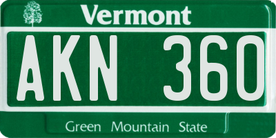 VT license plate AKN360