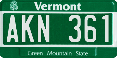 VT license plate AKN361