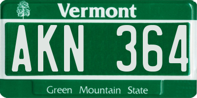 VT license plate AKN364