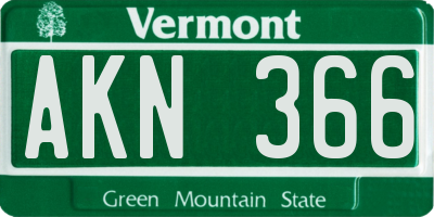 VT license plate AKN366