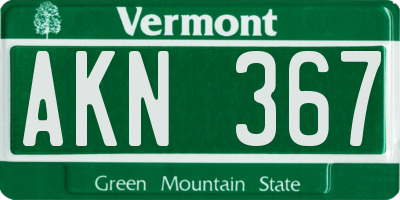 VT license plate AKN367
