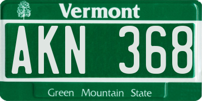 VT license plate AKN368