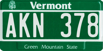 VT license plate AKN378