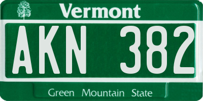 VT license plate AKN382