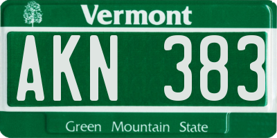 VT license plate AKN383