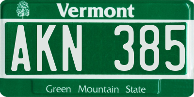VT license plate AKN385