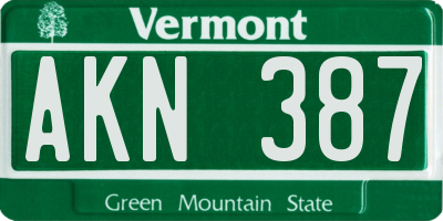 VT license plate AKN387