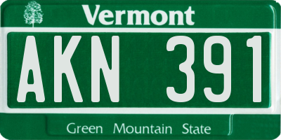 VT license plate AKN391