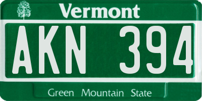 VT license plate AKN394