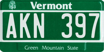 VT license plate AKN397