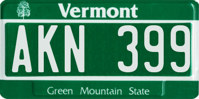 VT license plate AKN399