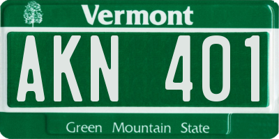 VT license plate AKN401