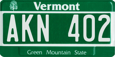 VT license plate AKN402