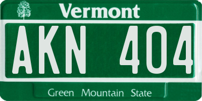 VT license plate AKN404