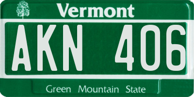 VT license plate AKN406