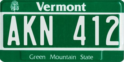 VT license plate AKN412
