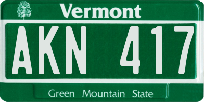 VT license plate AKN417