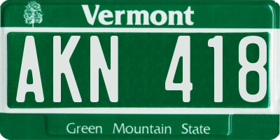 VT license plate AKN418
