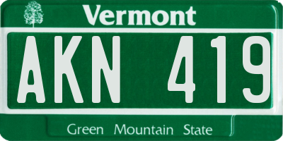 VT license plate AKN419