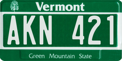VT license plate AKN421