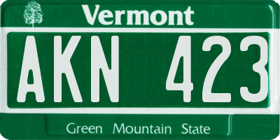 VT license plate AKN423